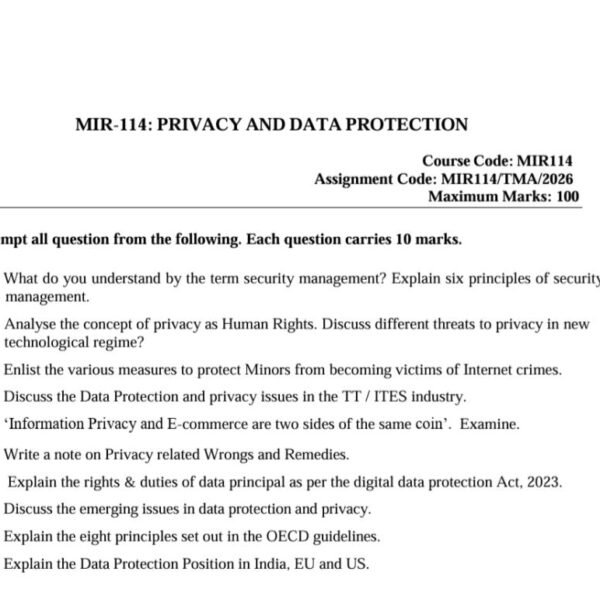 MIR 114 QUESTION PAPER