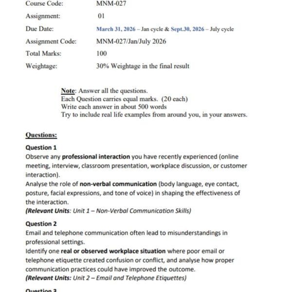 MNM 27 QUESTION PAPER