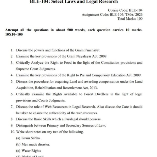 BLE 104 QUESTION PAPER
