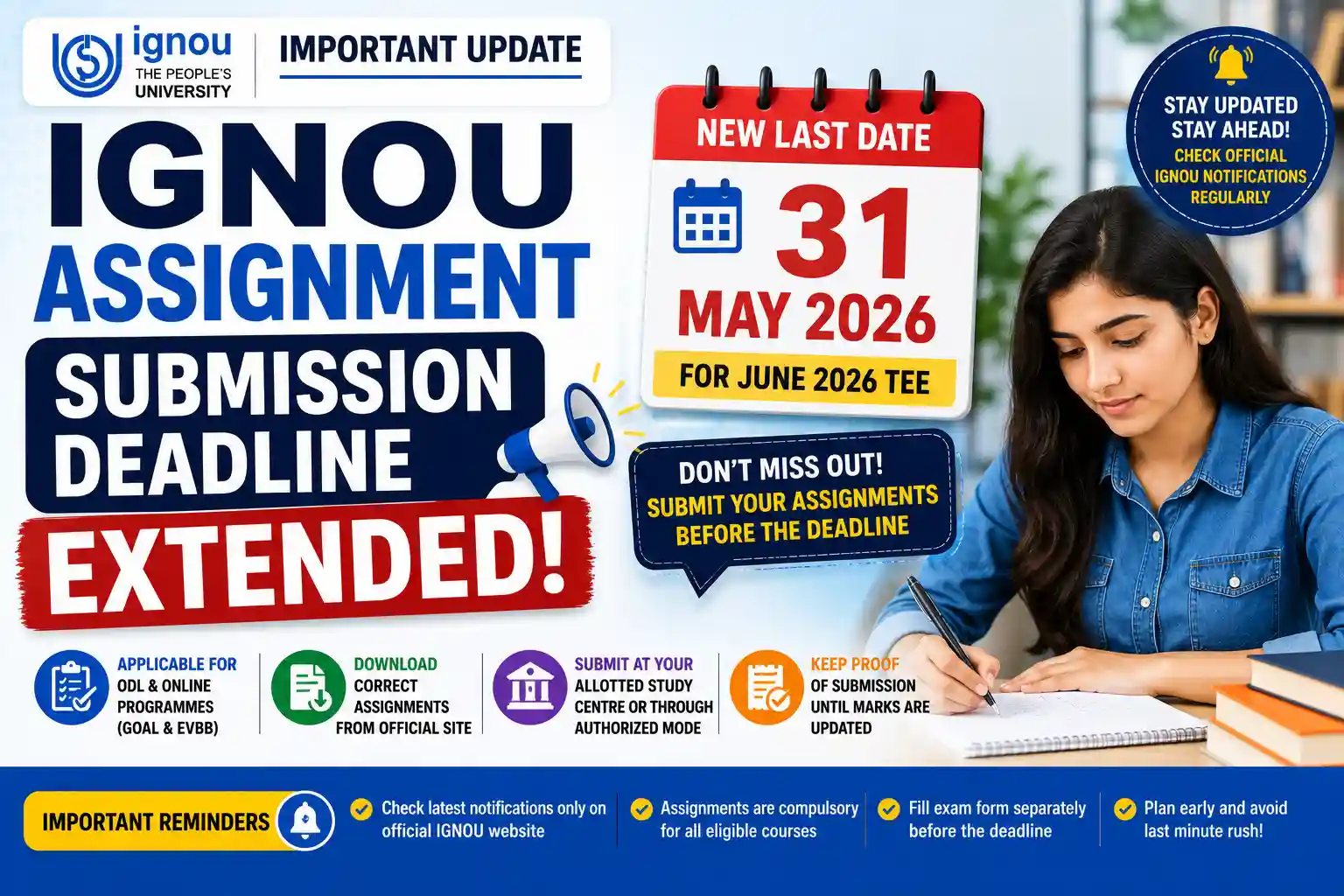 IGNOU Assignment Submission Deadline Extended