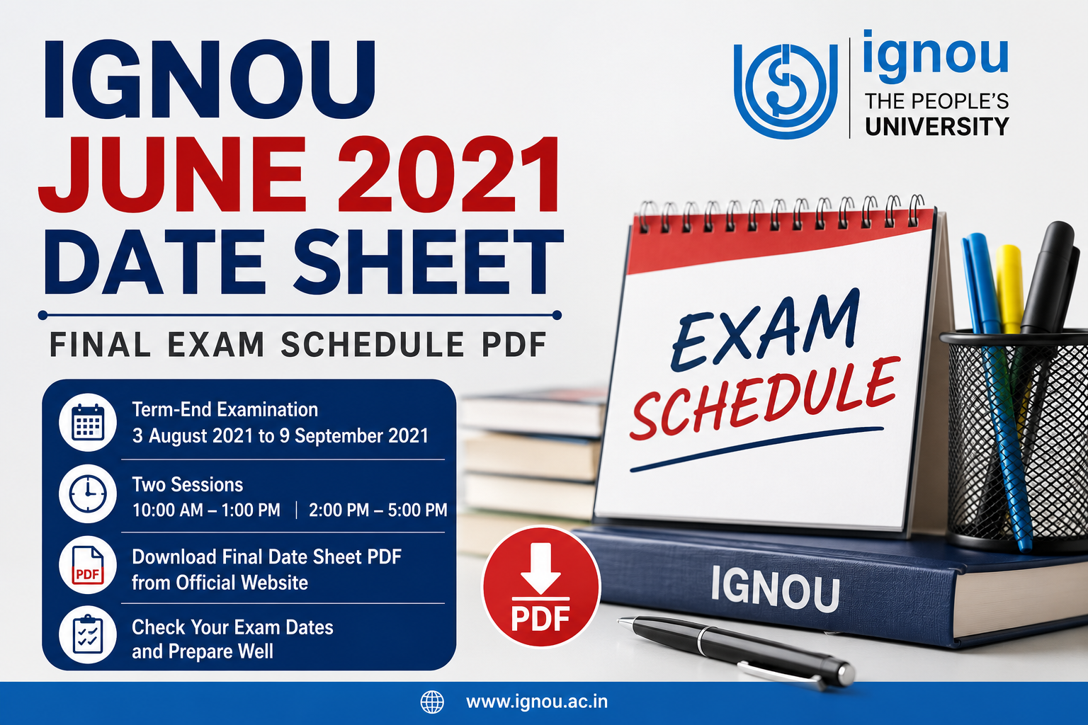 IGNOU June 2021 Date Sheet Final Exam Schedule PDF