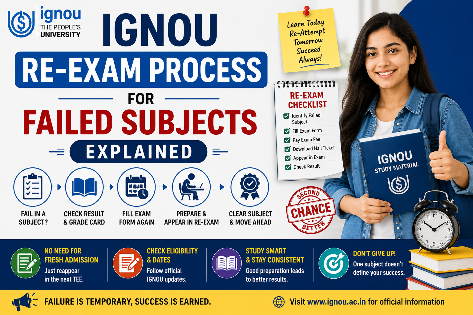 IGNOU Re-Exam Process for Failed Subjects Explained
