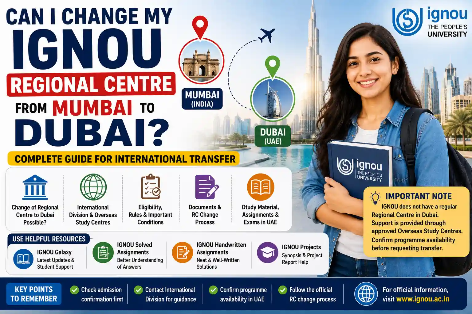 Can I Change My IGNOU Regional Centre from Mumbai to Dubai